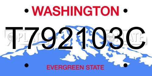 T792103C Washington License Plate