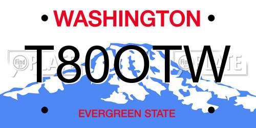 T80OTW Washington License Plate