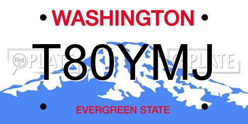 T80YMJ Washington License Plate