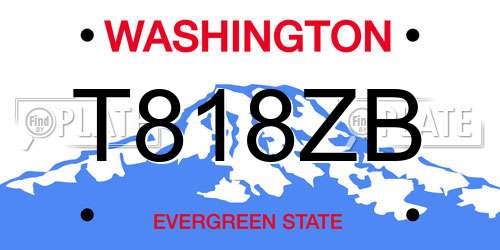 T818ZB Washington License Plate