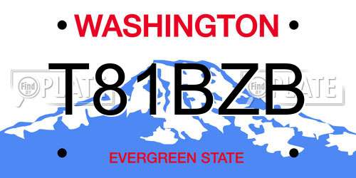 T81BZB Washington License Plate