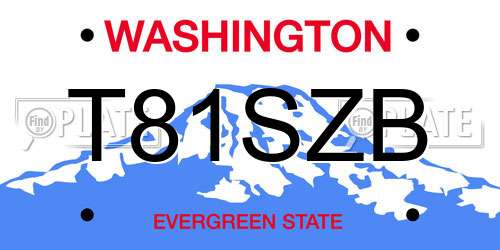 T81SZB Washington License Plate
