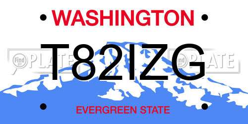 T82IZG Washington License Plate