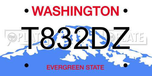 T832DZ Washington License Plate