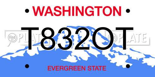 T832OT Washington License Plate