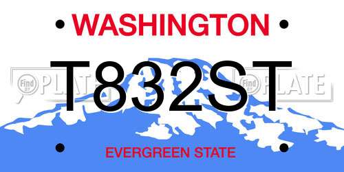 T832ST Washington License Plate