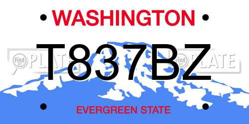 T837BZ Washington License Plate