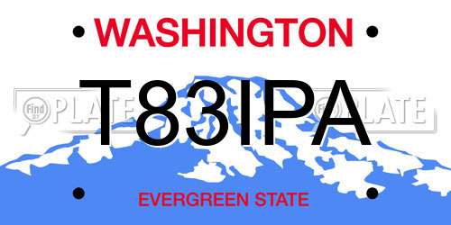 T83IPA Washington License Plate