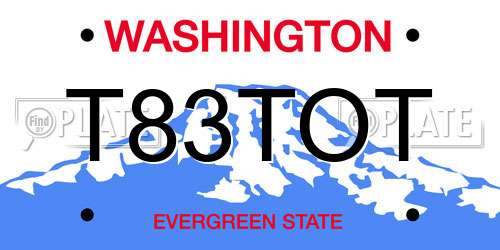 T83TOT Washington License Plate