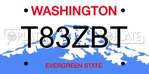 T83ZBT Washington License Plate