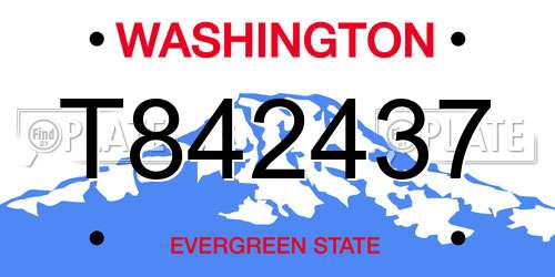 T842437 Washington License Plate