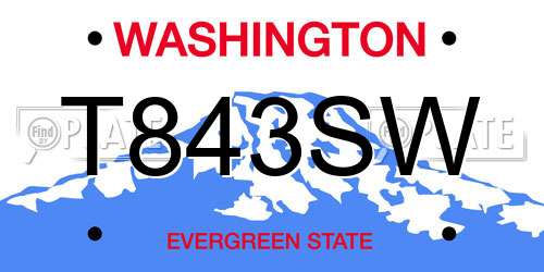 T843SW Washington License Plate