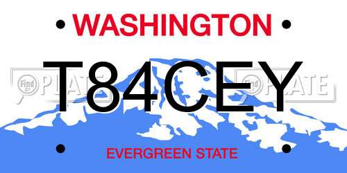 T84CEY Washington License Plate