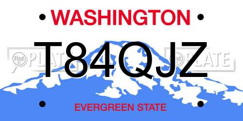 T84QJZ Washington License Plate
