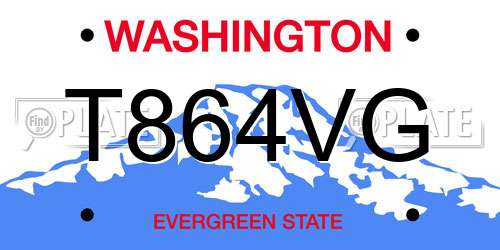 T864VG Washington License Plate