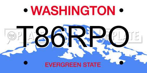 T86RPO Washington License Plate