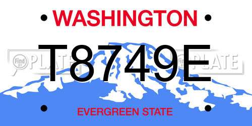 T8749E Washington License Plate
