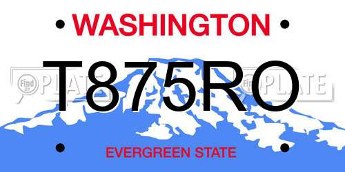 T875RO Washington License Plate