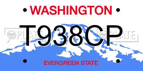 T938CP Washington License Plate