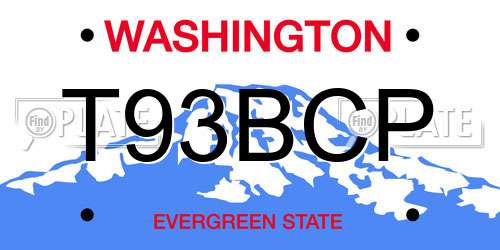T93BCP Washington License Plate
