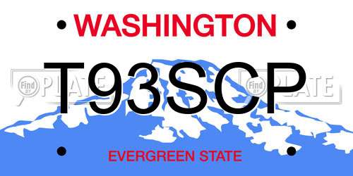 T93SCP Washington License Plate