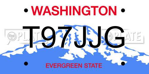 T97JJG Washington License Plate