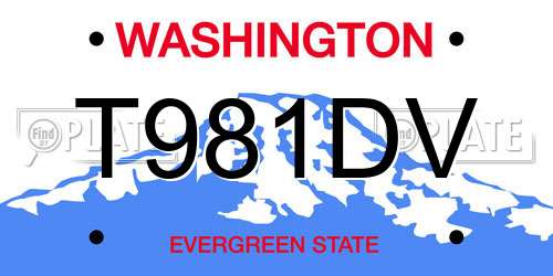 T981DV Washington License Plate