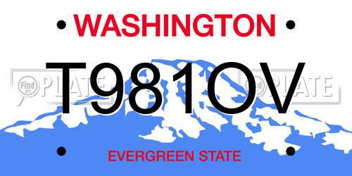 T981OV Washington License Plate