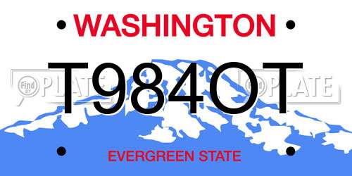 T984OT Washington License Plate