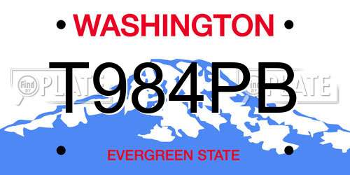T984PB Washington License Plate