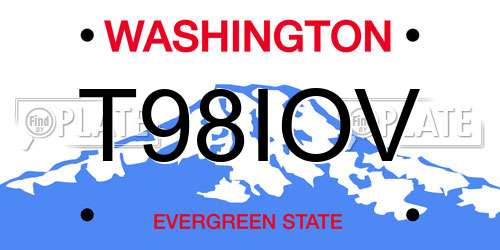 T98IOV Washington License Plate