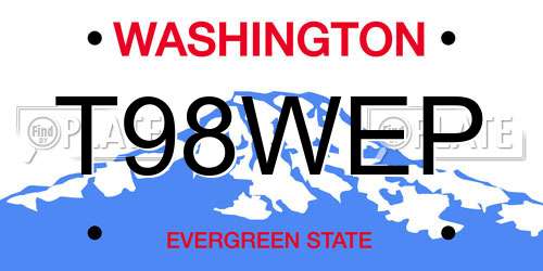 T98WEP Washington License Plate