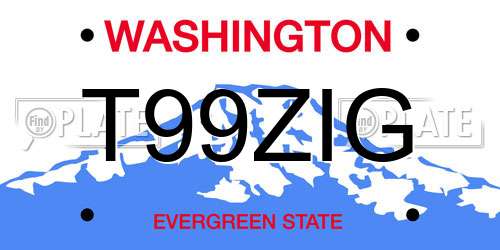 T99ZIG Washington License Plate