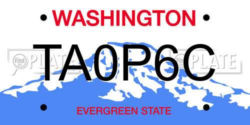 TA0P6C Washington License Plate
