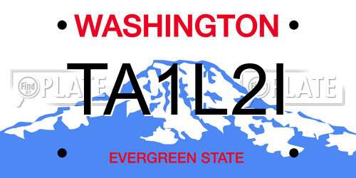 TA1L2I Washington License Plate