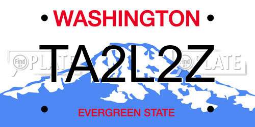 TA2L2Z Washington License Plate