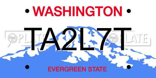 TA2L7T Washington License Plate