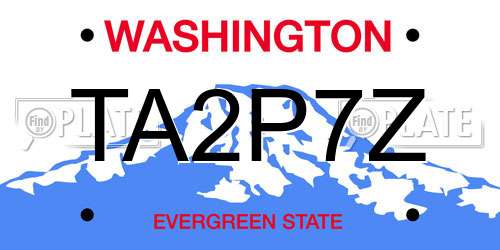 TA2P7Z Washington License Plate