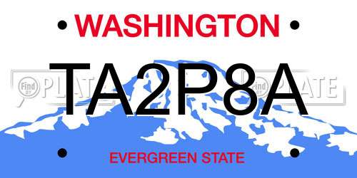 TA2P8A Washington License Plate