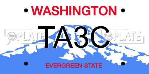 TA3C Washington License Plate