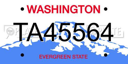 TA45564 Washington License Plate