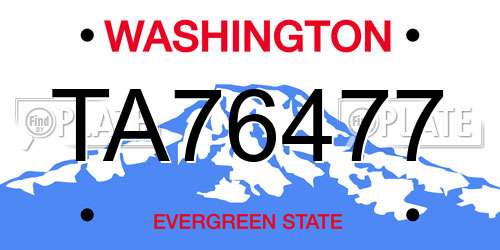 TA76477 Washington License Plate