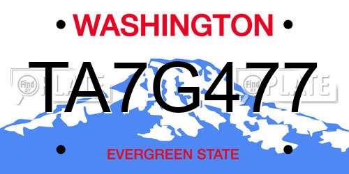 TA7G477 Washington License Plate