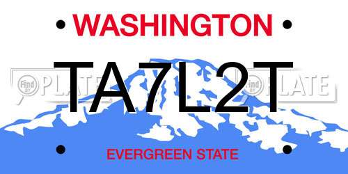 TA7L2T Washington License Plate