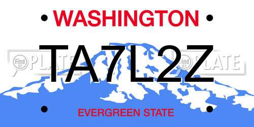 TA7L2Z Washington License Plate