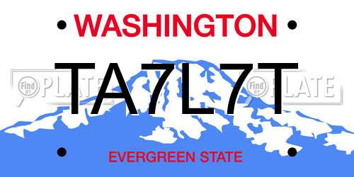 TA7L7T Washington License Plate
