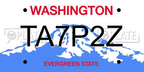TA7P2Z Washington License Plate