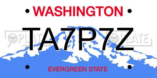 TA7P7Z Washington License Plate