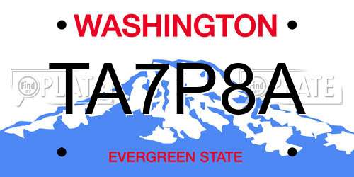 TA7P8A Washington License Plate