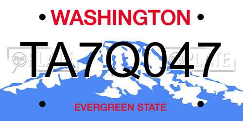 TA7Q047 Washington License Plate